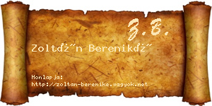 Zoltán Bereniké névjegykártya